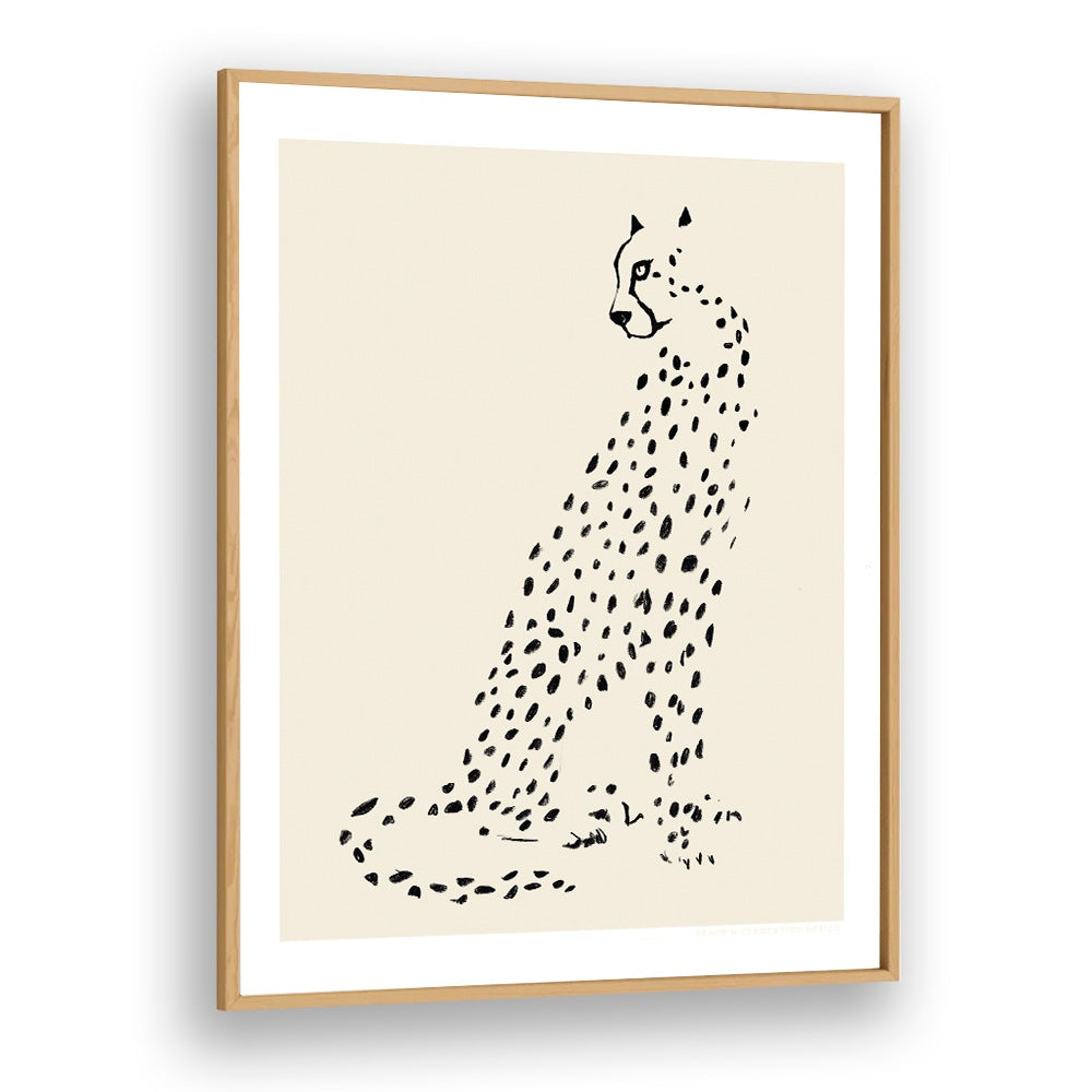 pandc leopard wildlife paintings in Oak Wood Plain Frame