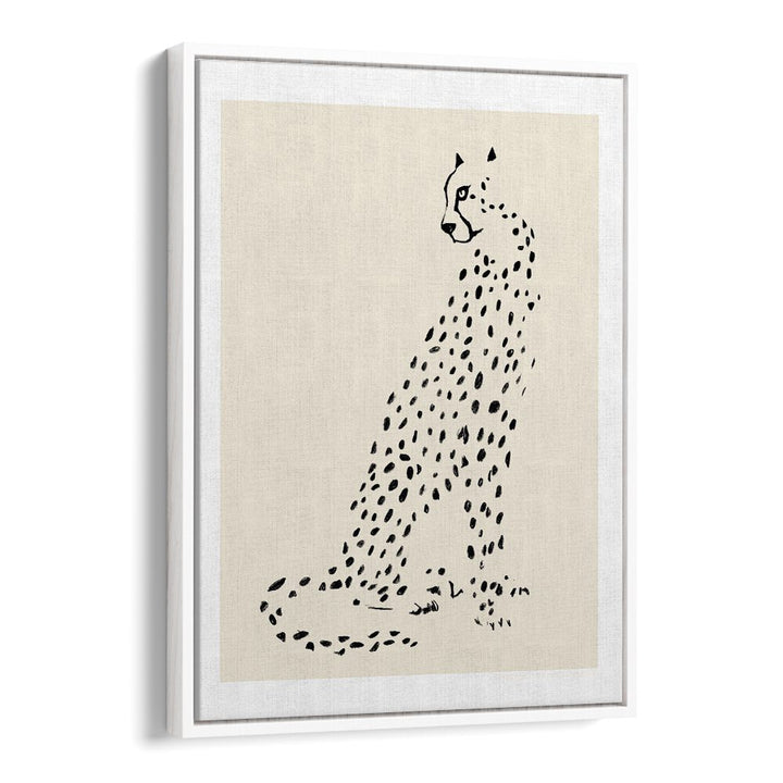 pandc leopard wildlife paintings in White Floater Frame