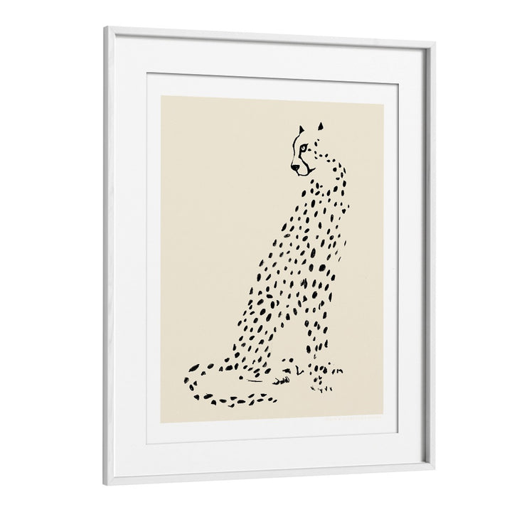 pandc leopard wildlife paintings in White Frame With Mount