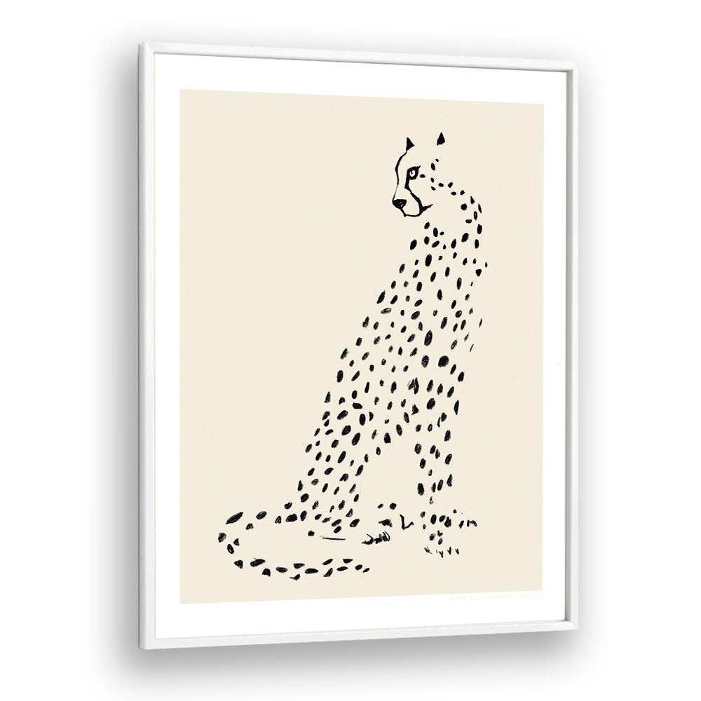 pandc leopard wildlife paintings in White Plain Frame