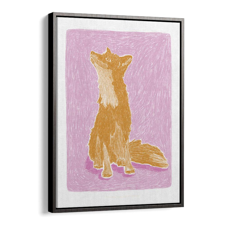 pandc little fox wildlife paintings in Black Floater Frame