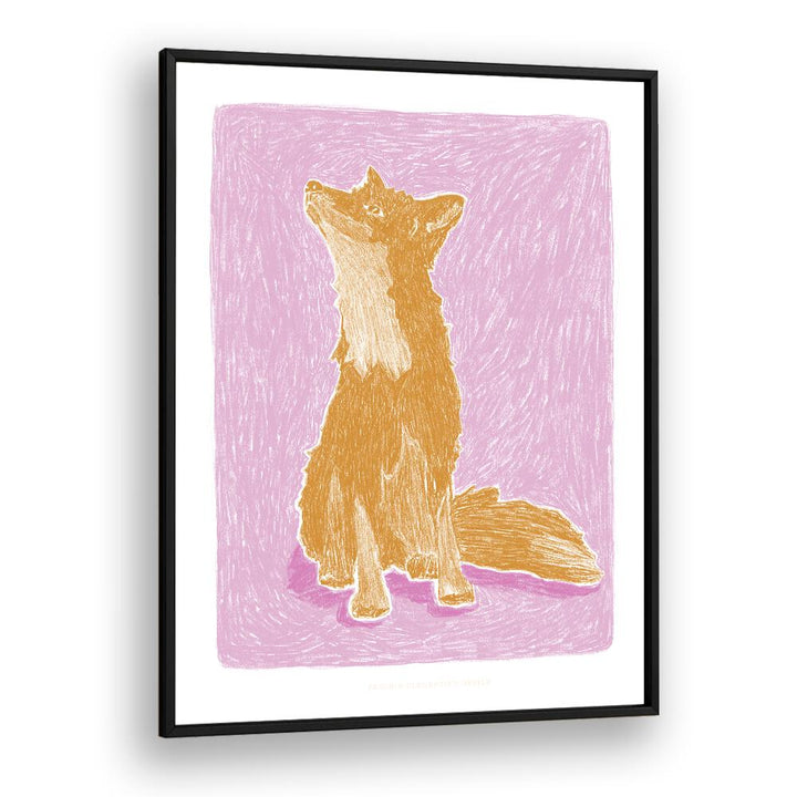 pandc little fox wildlife paintings in Black Plain Frame