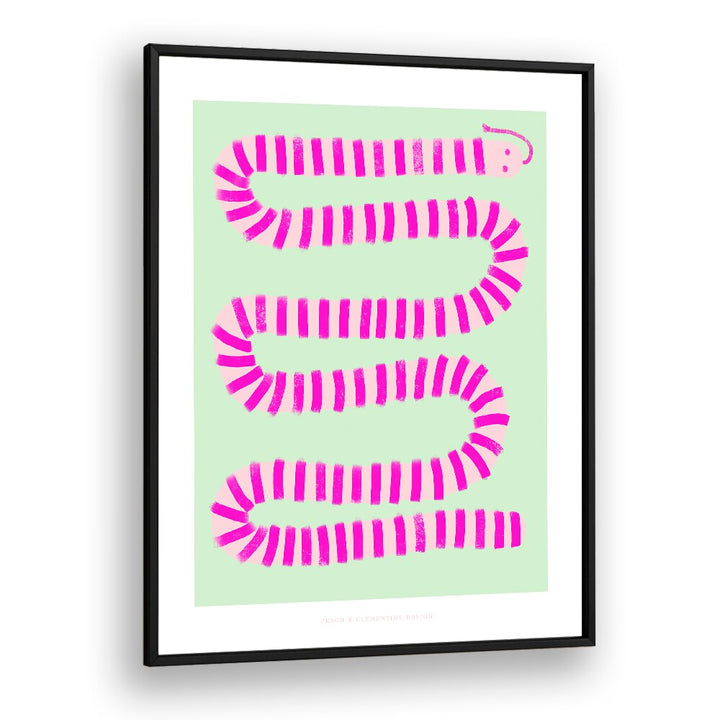 pandc pink snake wildlife paintings in Black Plain Frame