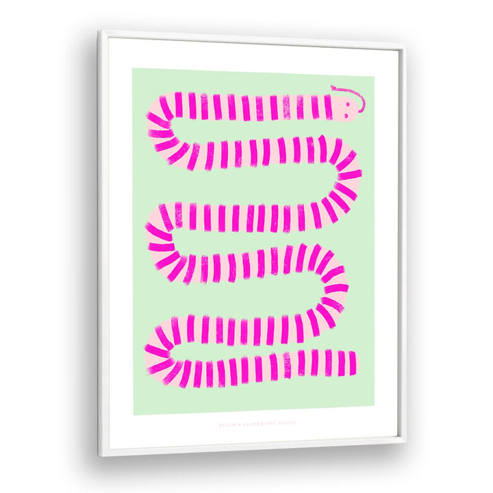 pandc pink snake wildlife paintings in White Plain Frame