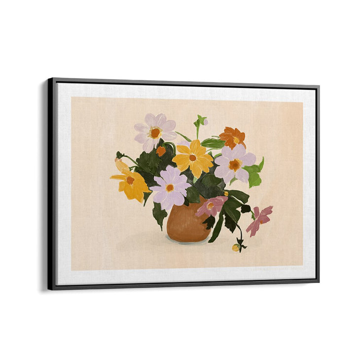 pandc summer flowers  botanical flower paintings in Black Floater Frame