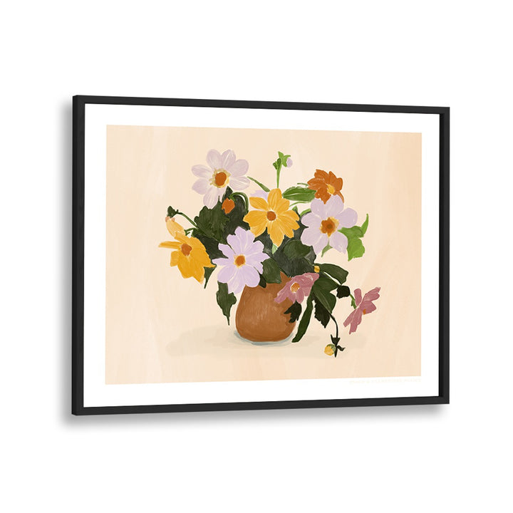 pandc summer flowers  botanical flower paintings in Black Plain Frame