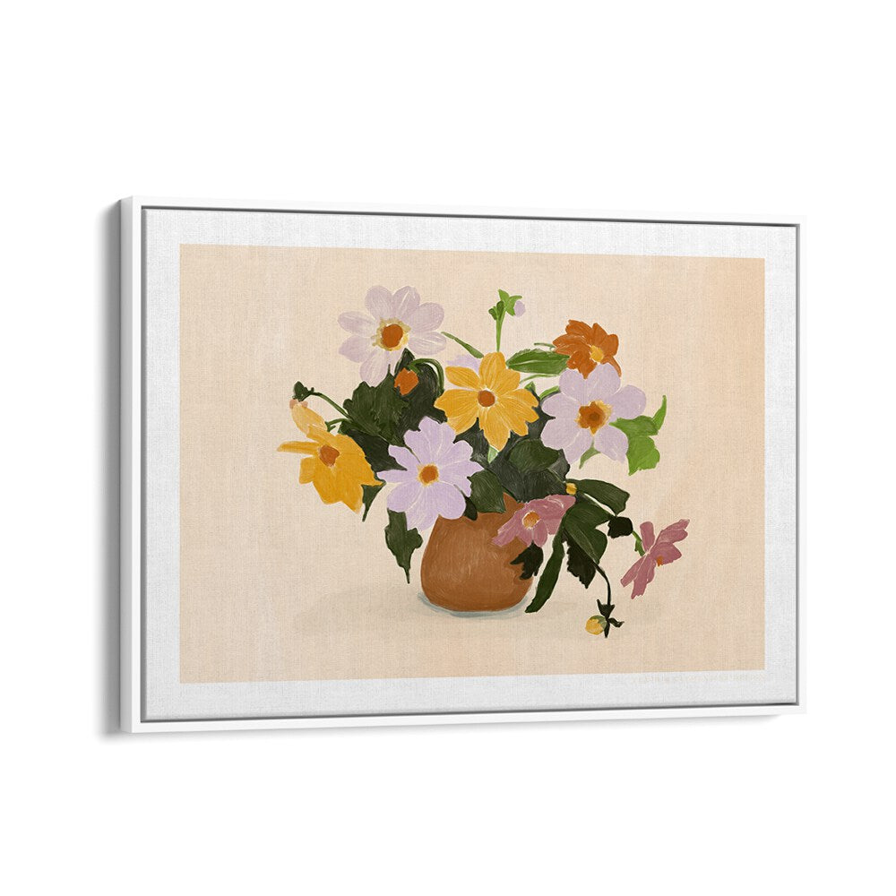 pandc summer flowers  botanical flower paintings in White Floater Frame