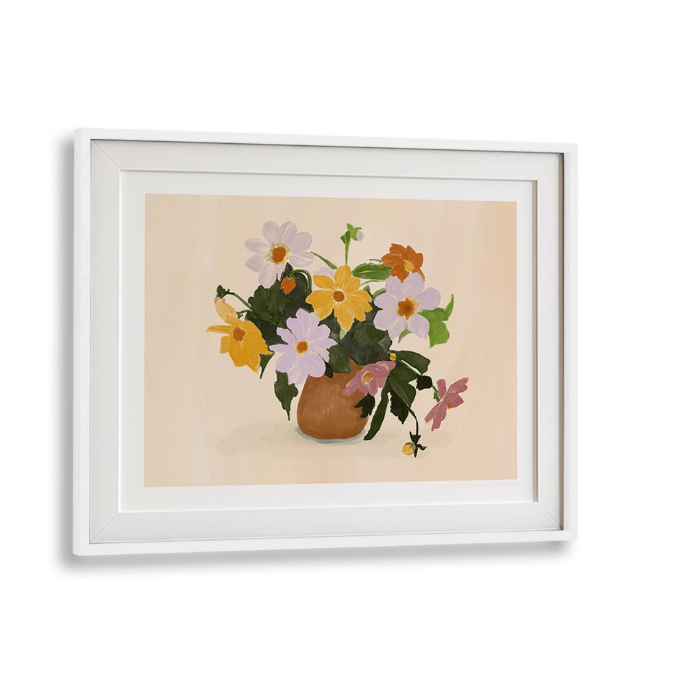 pandc summer flowers  botanical flower paintings in White Frame With Mount