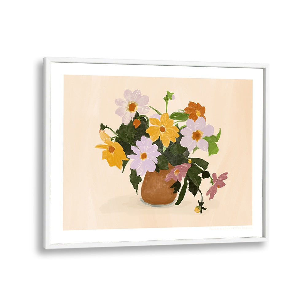 pandc summer flowers  botanical flower paintings in White Plain Frame