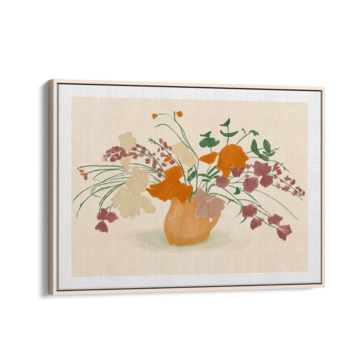 pandcwarm blooms  botanical flower paintings in Oak Wood Floater Frame