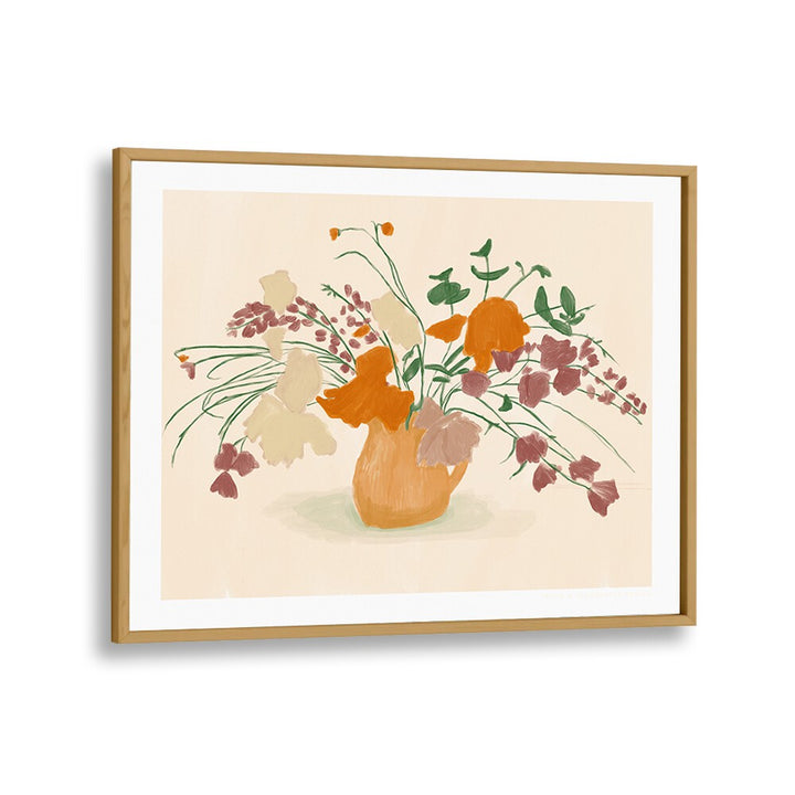 pandcwarm blooms  botanical flower paintings in Oak Wood Plain Frame