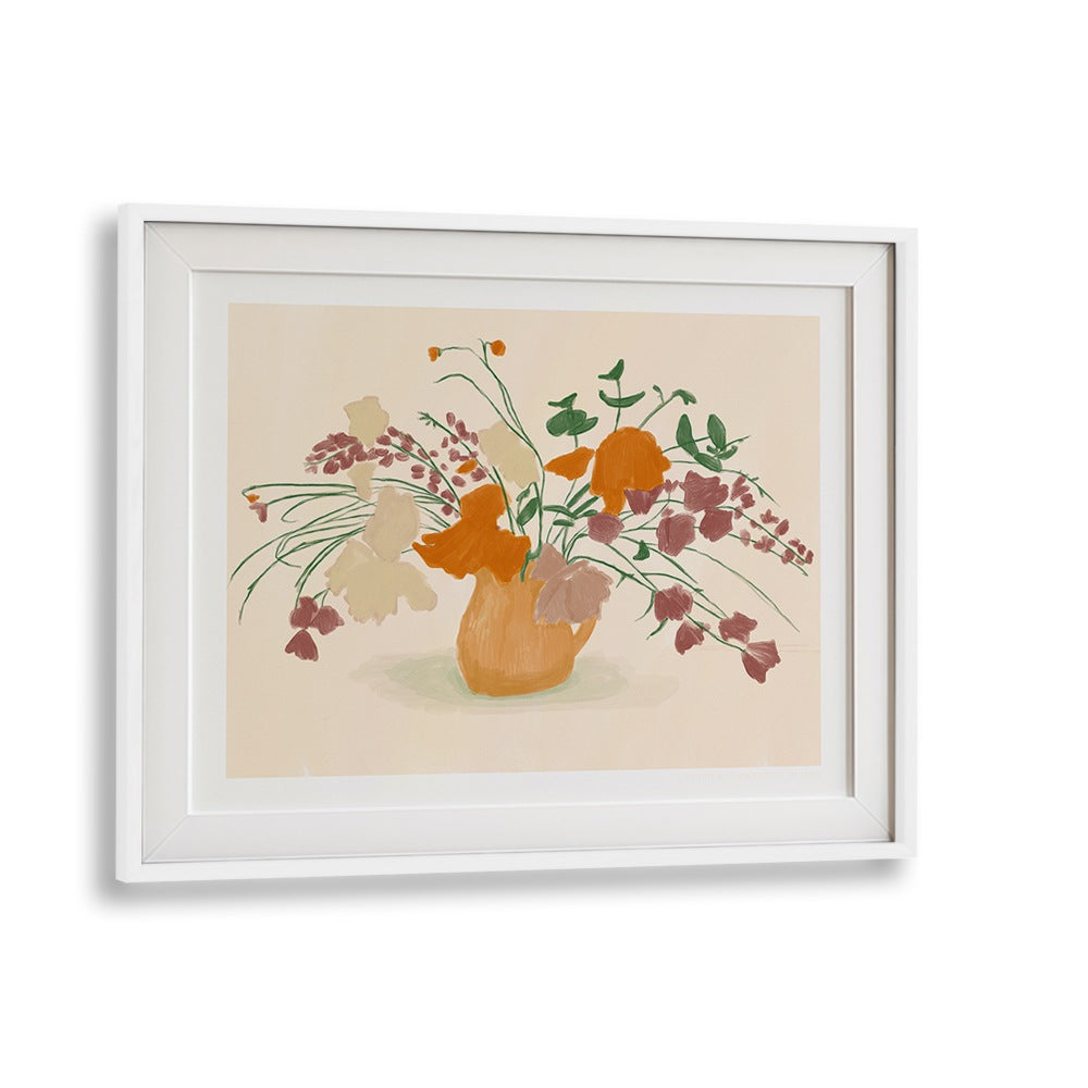 pandcwarm blooms  botanical flower paintings in White Frame With Mount