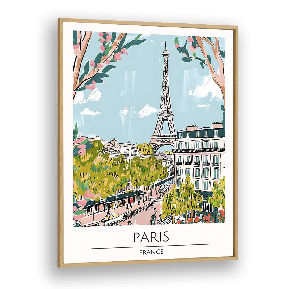 paris-france travel posters in Oak Wood Plain Frame