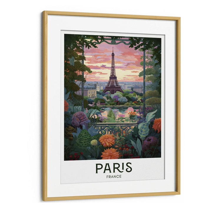 parisian dreams travel posters in Oak Wood Frame With Mount