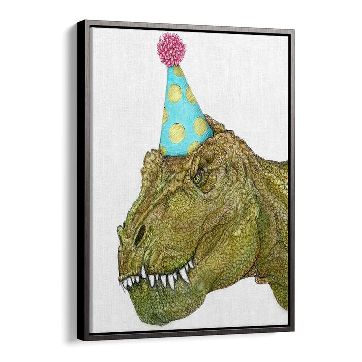 party dinosaur colour mural Vintage paintings in Black Floater Frame