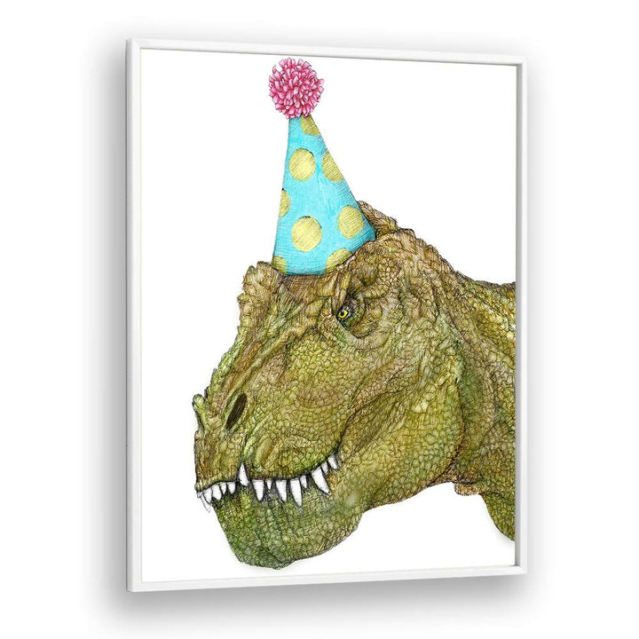 party dinosaur colour mural Vintage paintings in White Plain Frame