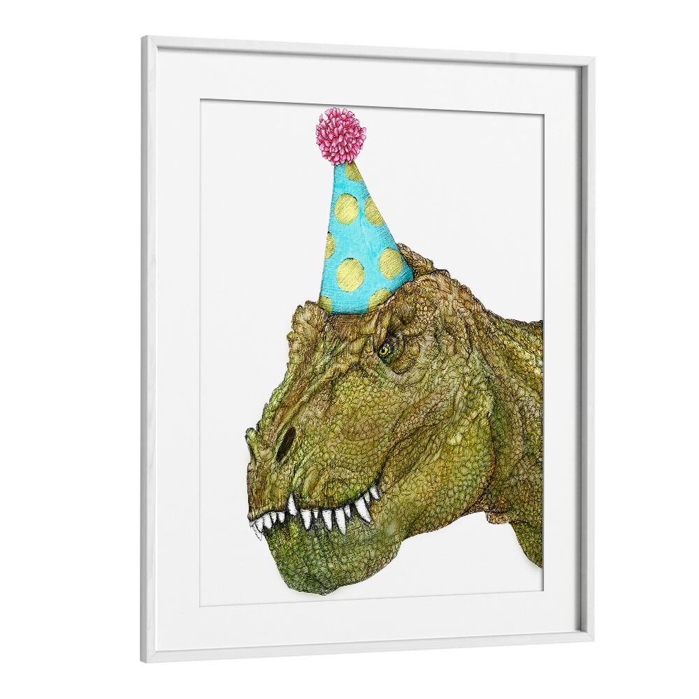 party dinosaur colour muralVintage paintings in White Frame With Mount