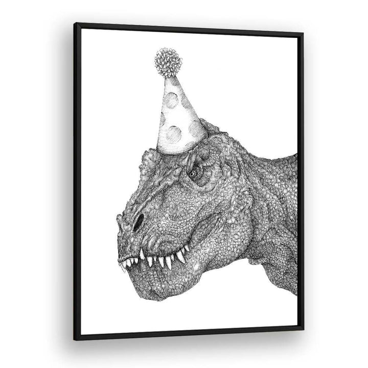 party dinosaur large Vintage paintings in Black Plain Frame