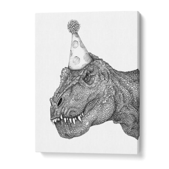 party dinosaur large Vintage paintings in Gallery Wrap