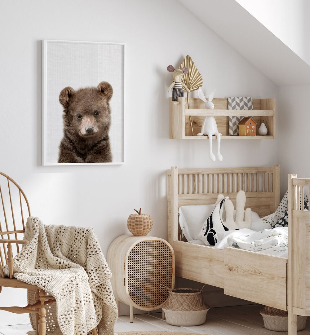 peekaboo baby bear by lola peacock kids room paintings Artwork I placed on a wall