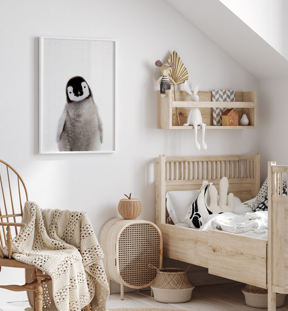 peekaboo baby penguin by lola peacock kids room paintings Artwork I placed on a wall