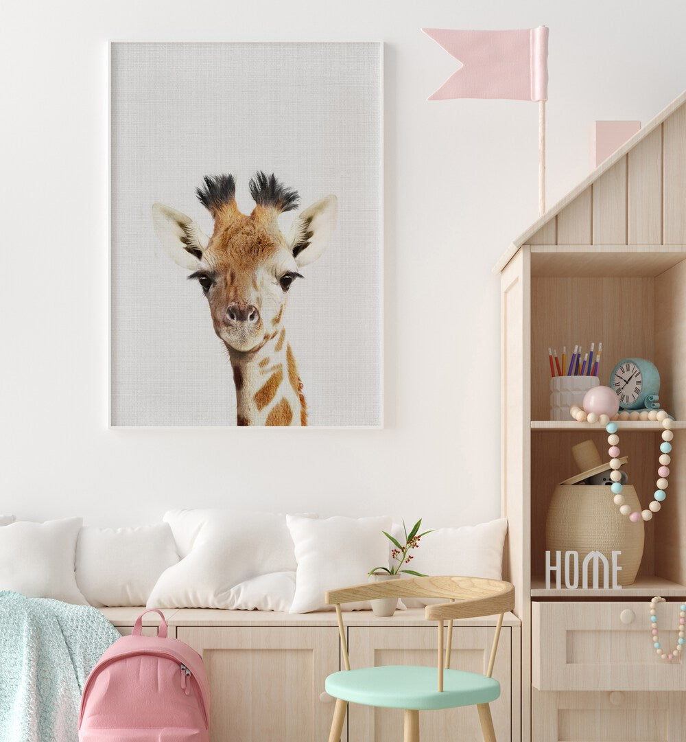 peekaboo giraffe by lola peacock kids room paintings Artwork I placed on a wall