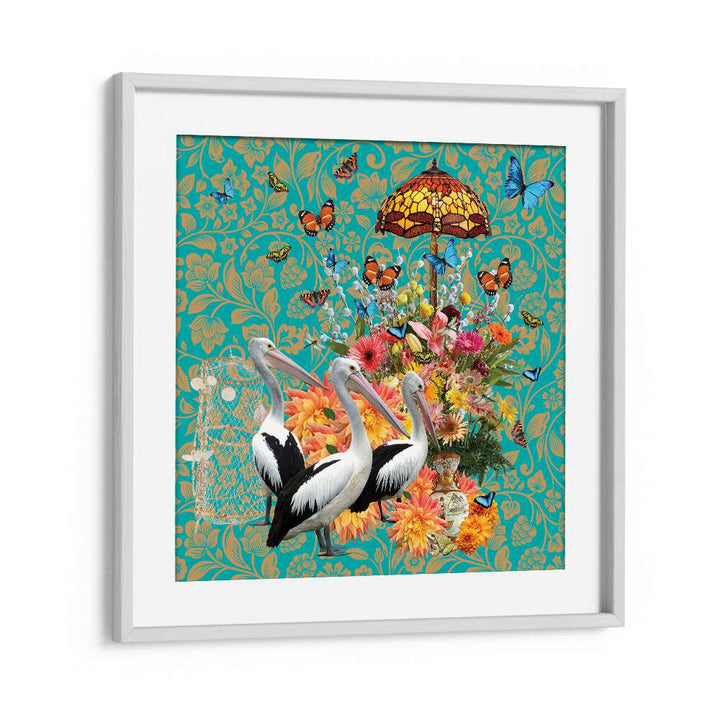 Exquisite PELICANS A FLUTTERING BUTTERFLIES, WALL ART PRINTS by Sue Skellern, perfect for enhancing any space.