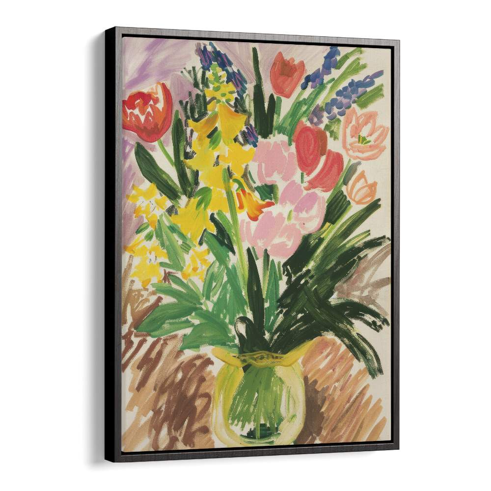 penstroke posies electric wall art prints in Black Floater Frame