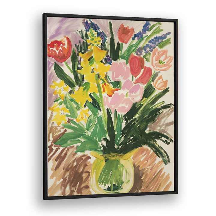 penstroke posies electric wall art prints in Black Plain Frame