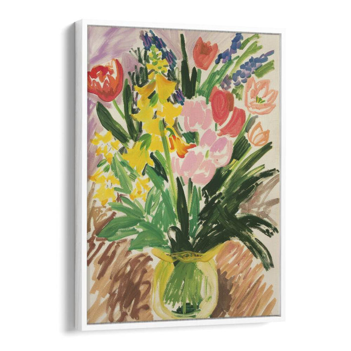 penstroke posies electric wall art prints in White Floater Frame