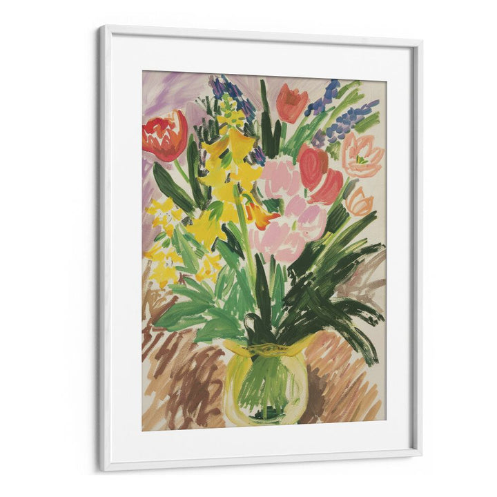 penstroke posies electric wall art prints in White Frame With Mount