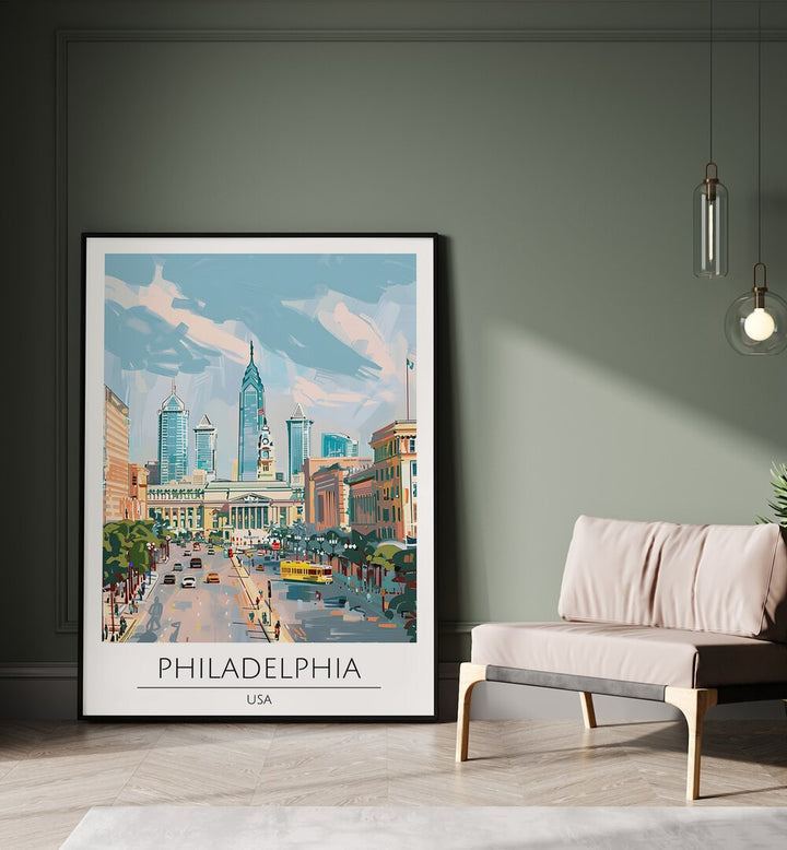 philadelphia-usa travel posters Artwork II placed on a Wall