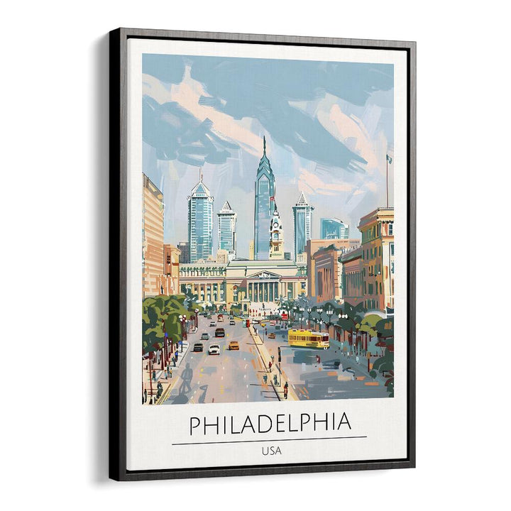 philadelphia-usa travel posters in Black Floater Frame