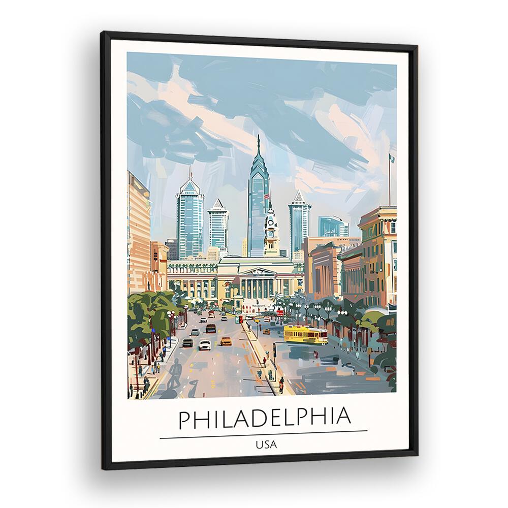 philadelphia-usa travel posters in Black Plain Frame