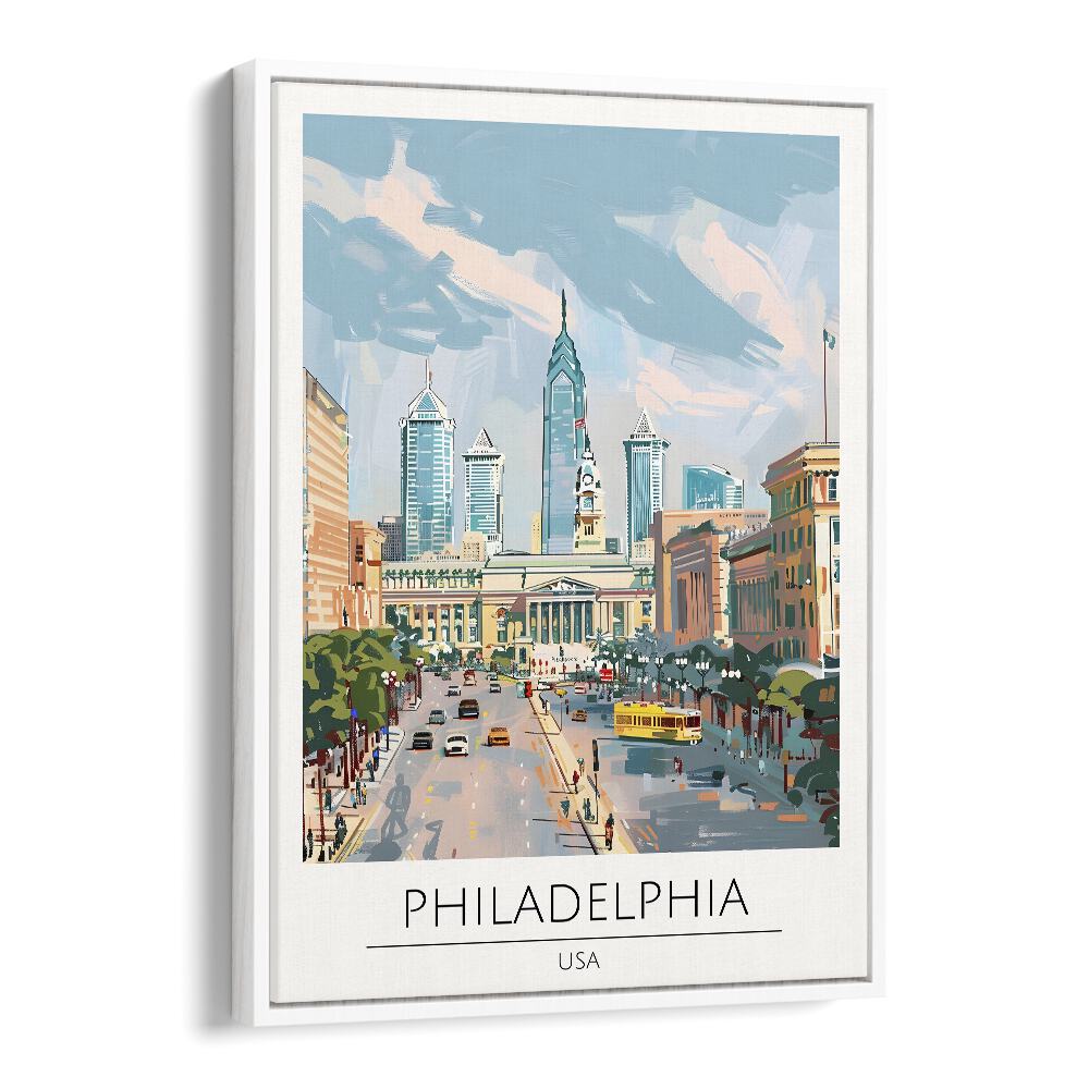 philadelphia-usa travel posters in White Floater Frame