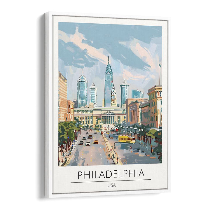 philadelphia-usa travel posters in White Floater Frame