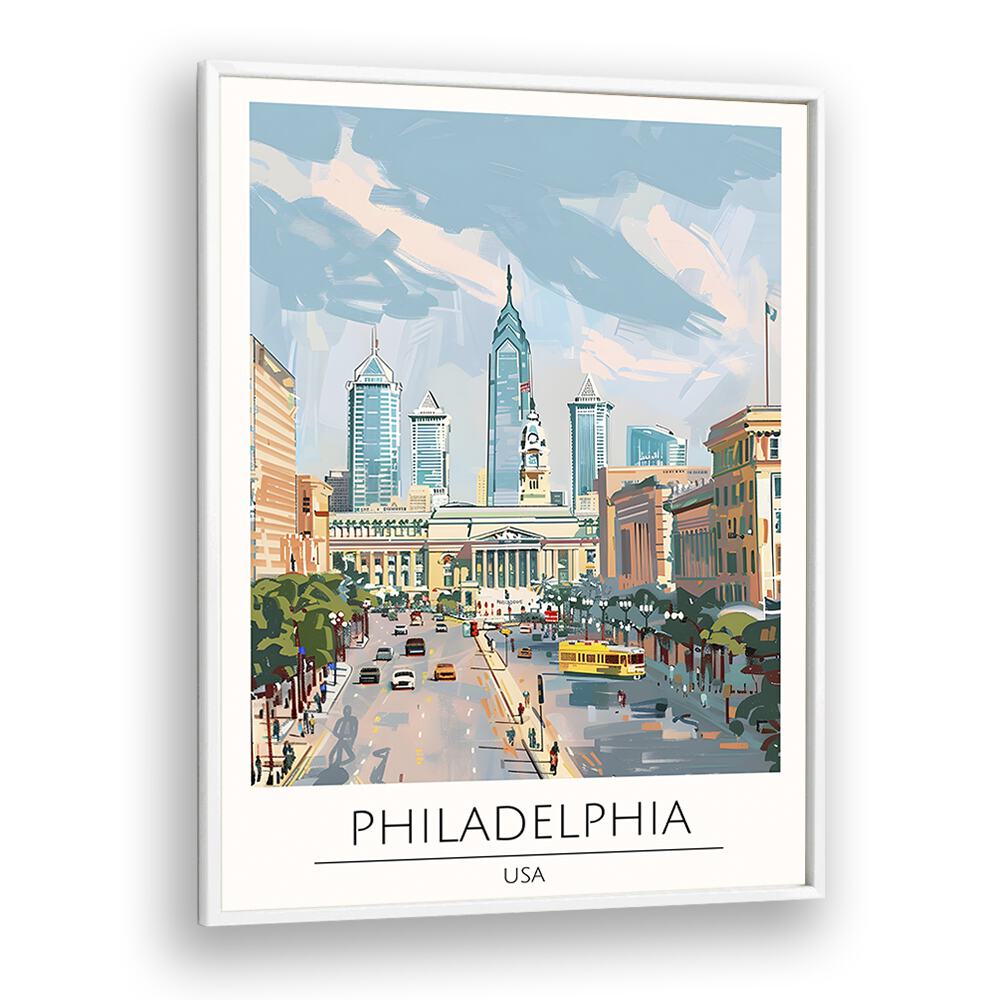 philadelphia-usa travel posters in White Plain Frame