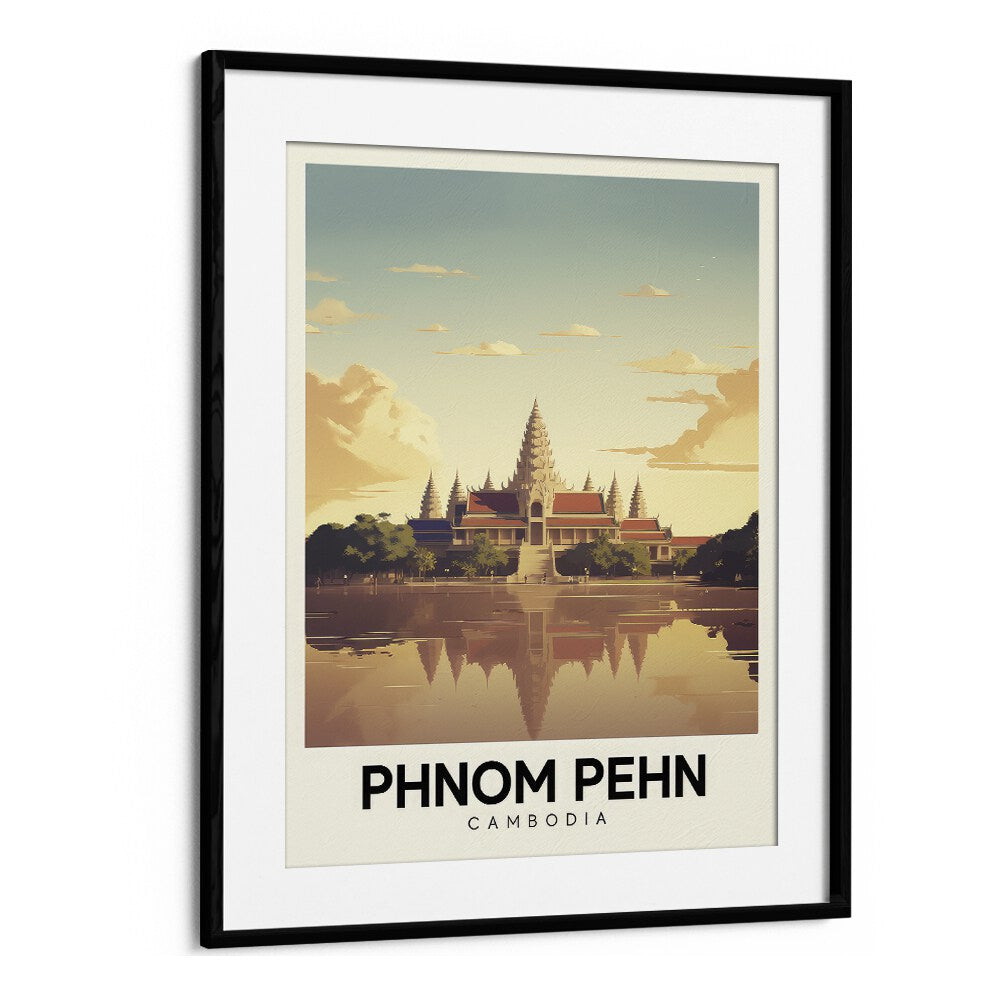 phnom pehn-combodia travel posters in Black Frame With Mount