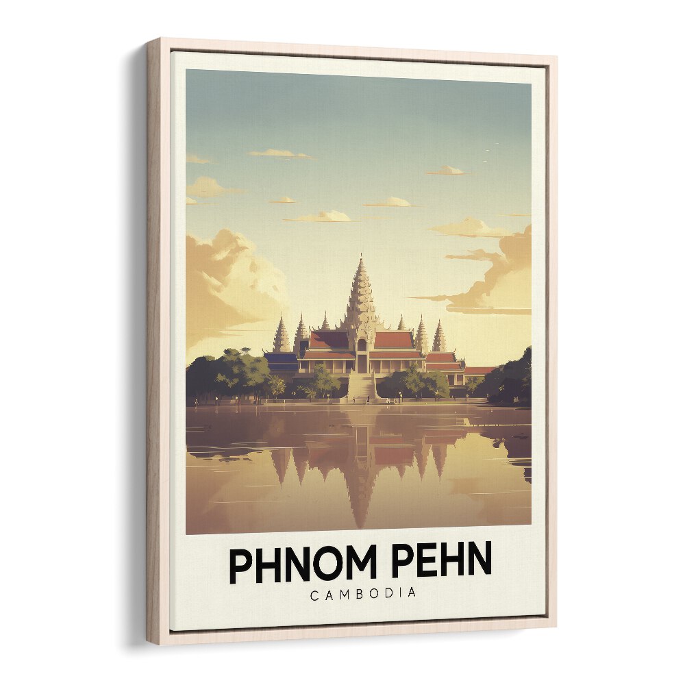 phnom pehn-combodia travel posters in Oak Wood Floater Frame