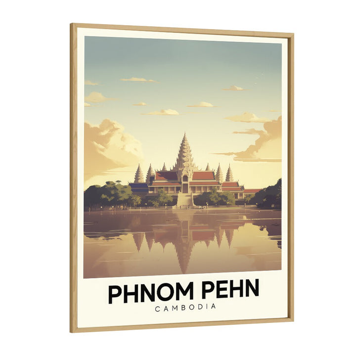 phnom pehn-combodia travel posters in Oak Wood Plain Frame