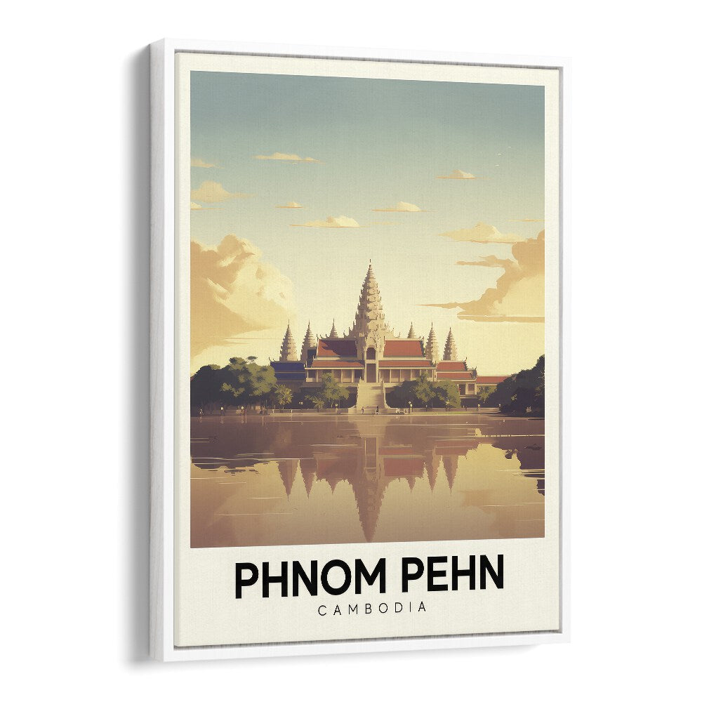 phnom pehn-combodia travel posters in White Floater Frame