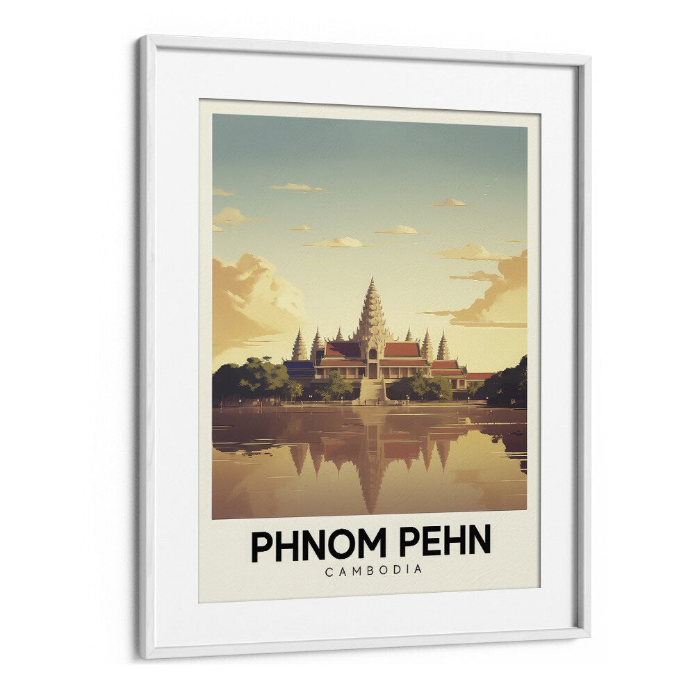 phnom pehn-combodia travel posters in White Frame With Mount