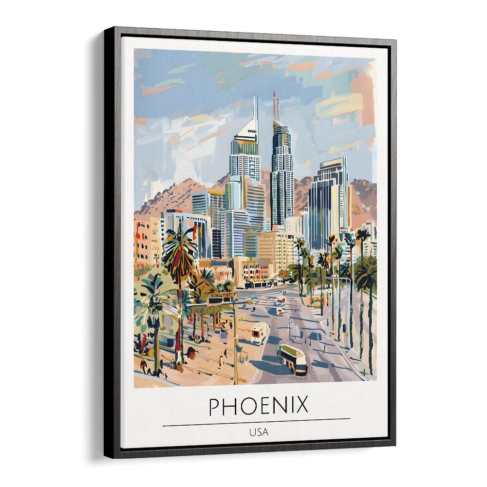 phoenix-usa travel posters in Black Floater Frame