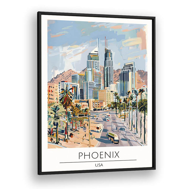 phoenix-usa travel posters in Black Plain Frame