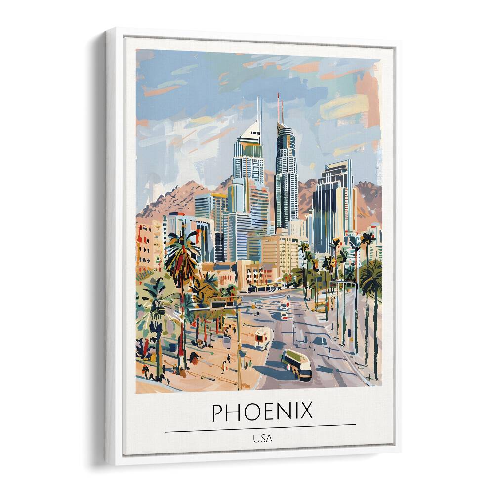 phoenix-usa travel posters in White Floater Frame