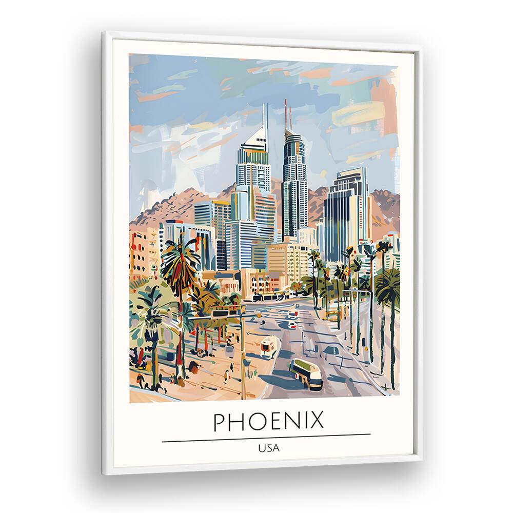 phoenix-usa travel posters in White Plain Frame