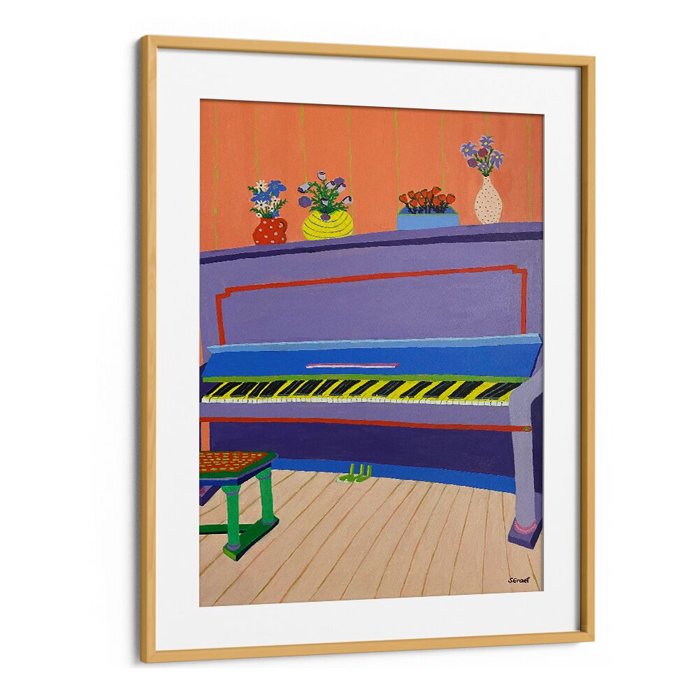 piano music art prints in Oak Wood Frame With Mount