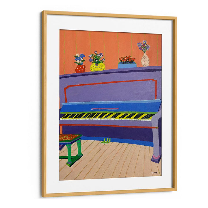 piano music art prints in Oak Wood Frame With Mount