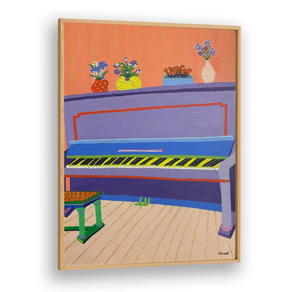 piano music art prints in Oak Wood Plain Frame