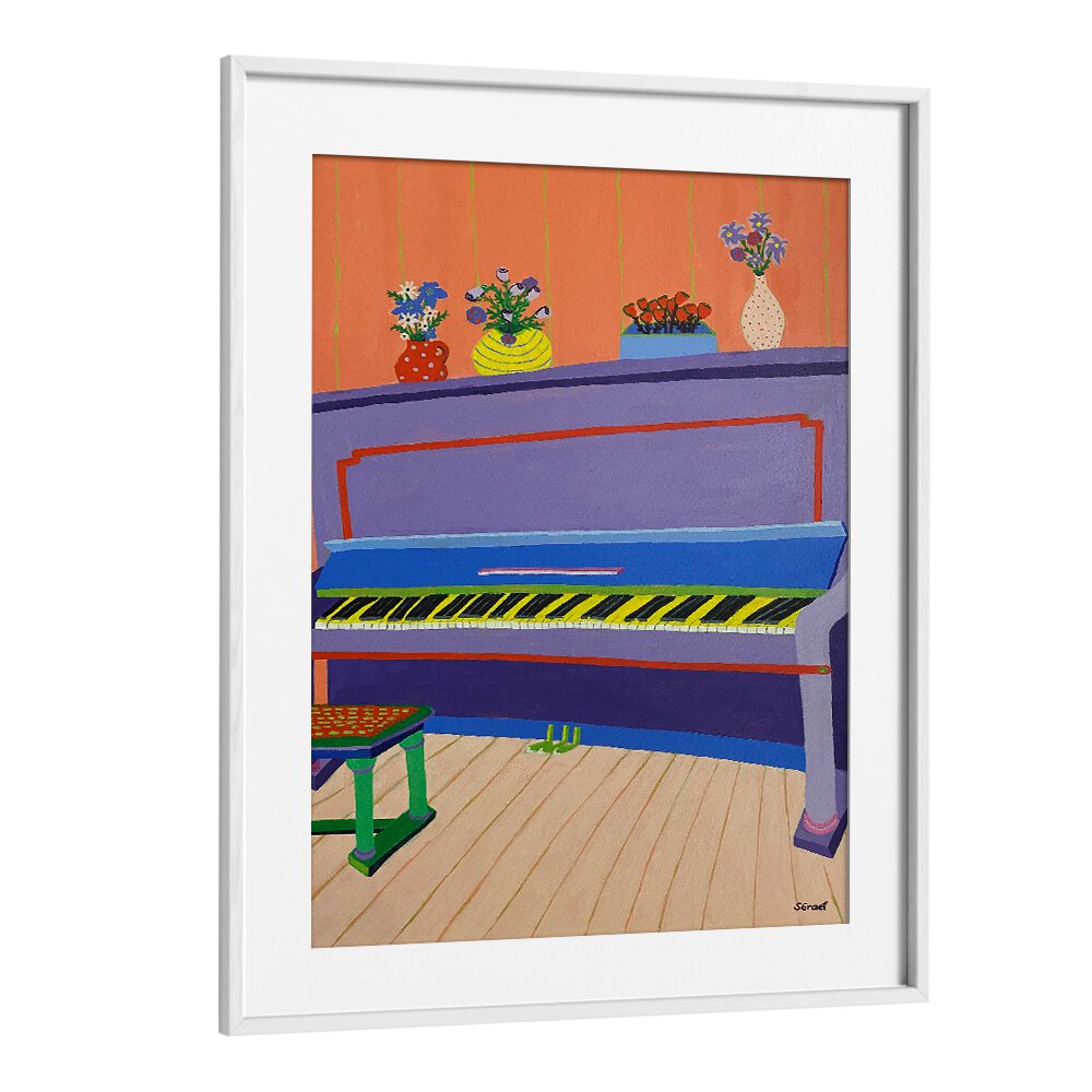 piano music art prints in White Frame With Mount